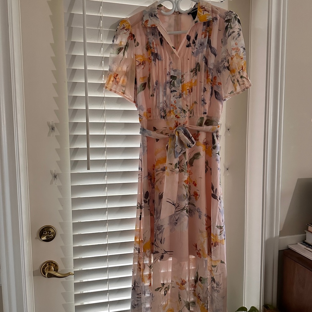 DKNY Floral Print Maxi Dress in Pink and Yellow